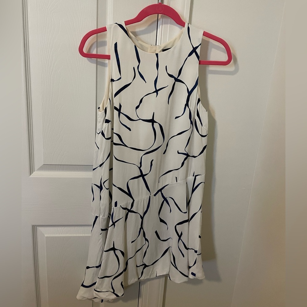 Blue & White Silky Asymmetrical Dress